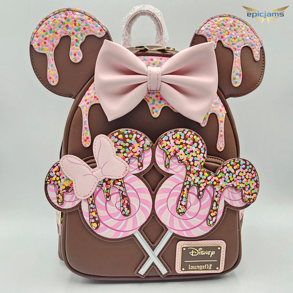 Loungefly Disney Minnie Mouse Chocolate Lollipop Ears Brown Mini Backpack Bag - Picture 1 of 12